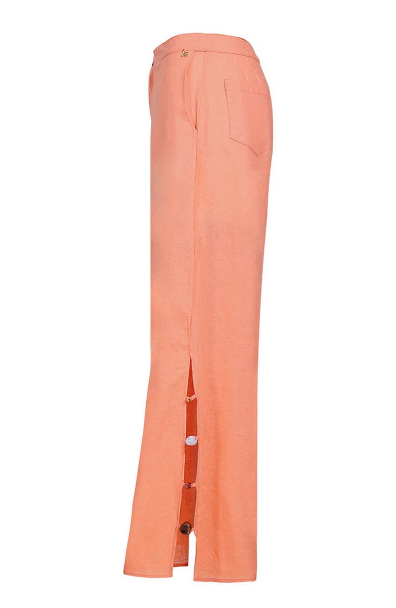KIBYS Sunset Bazaar Zenda Linen Pant With Gems, Alternate, color, Pastel Orange Tangerine