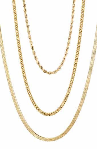 Adornia Set of 3 18K Gold Plated Stainless Steel Chain Necklaces