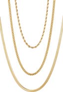 Adornia Set of 3 18K Gold Plated Stainless Steel Chain Necklaces