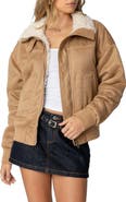 EDIKTED Faux Shearling Bomber Jacket