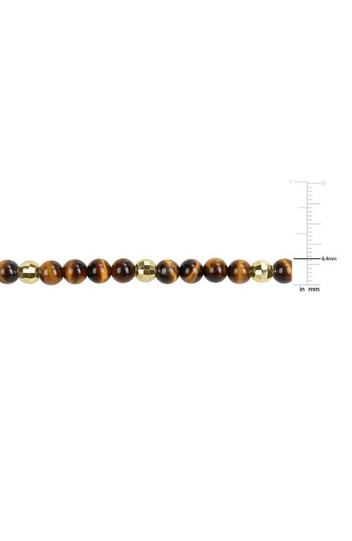 Delmar Gender Inclusive Tiger's Eye Stretch Beaded Bracelet In Brown