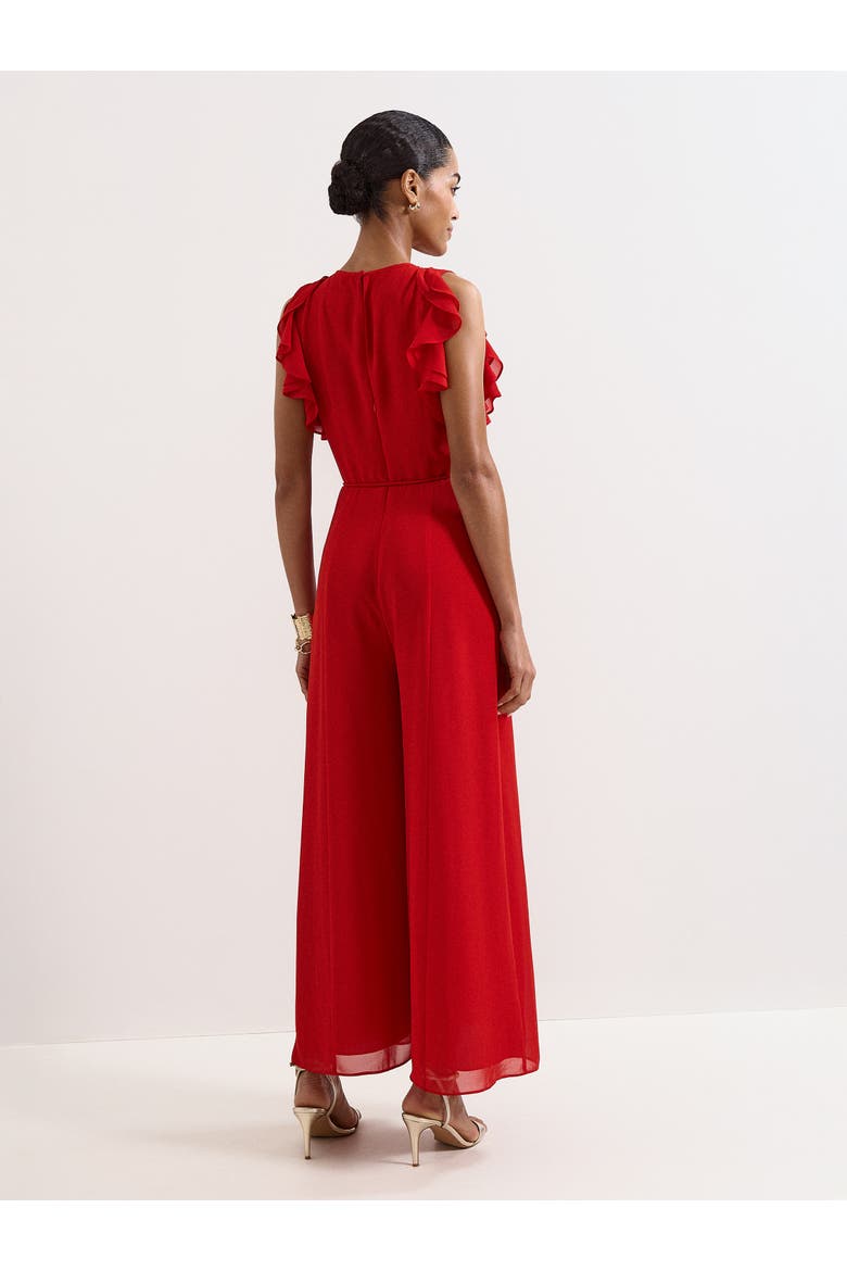 Front Wide Leg Jumpsuit Cinched Waist, Alternate, color, Red