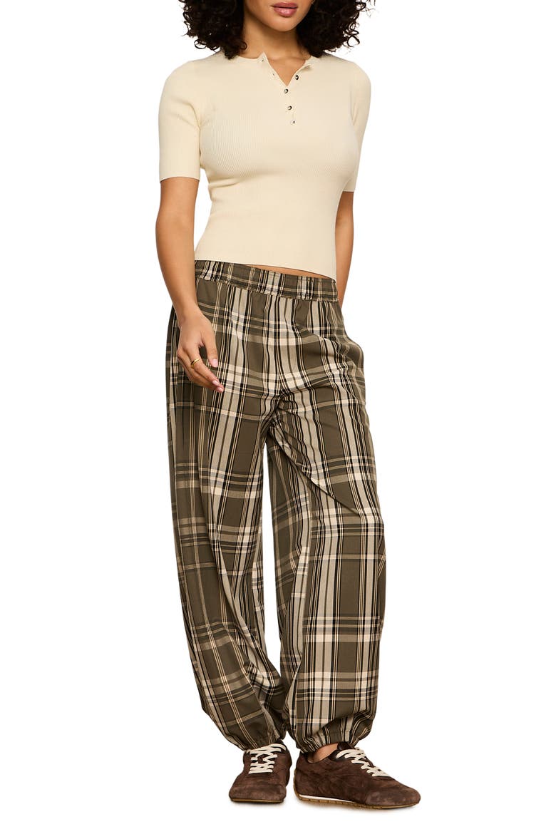 Plaid Micro Balloon Pants, Alternate, color, LINDEN PLA