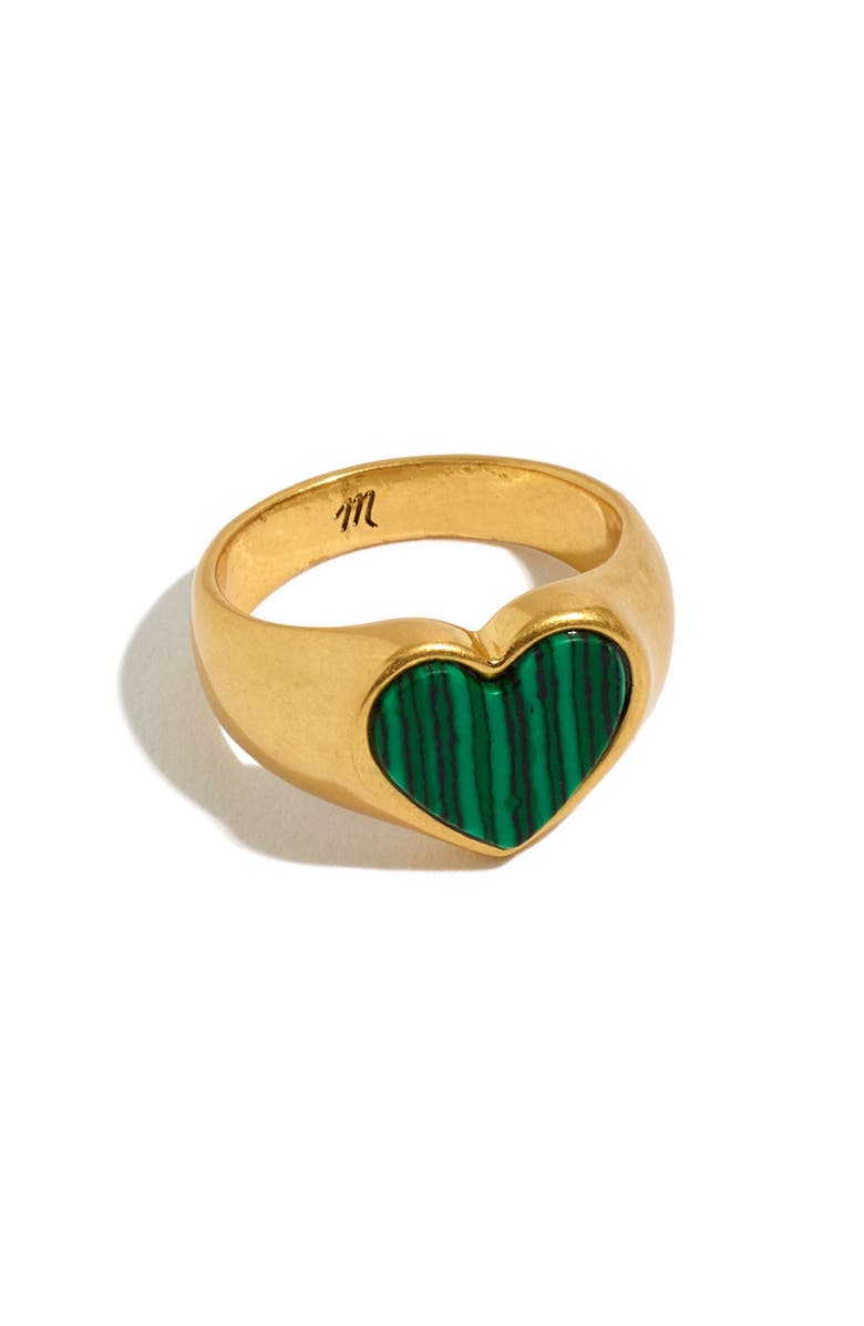 Madewell Malachite Heart Signet Ring, Main, color, 