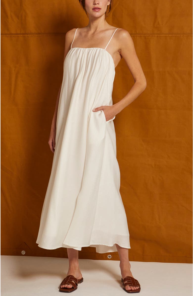 CRESCENT Bubble Tencel Midi Dress, Alternate, color, White