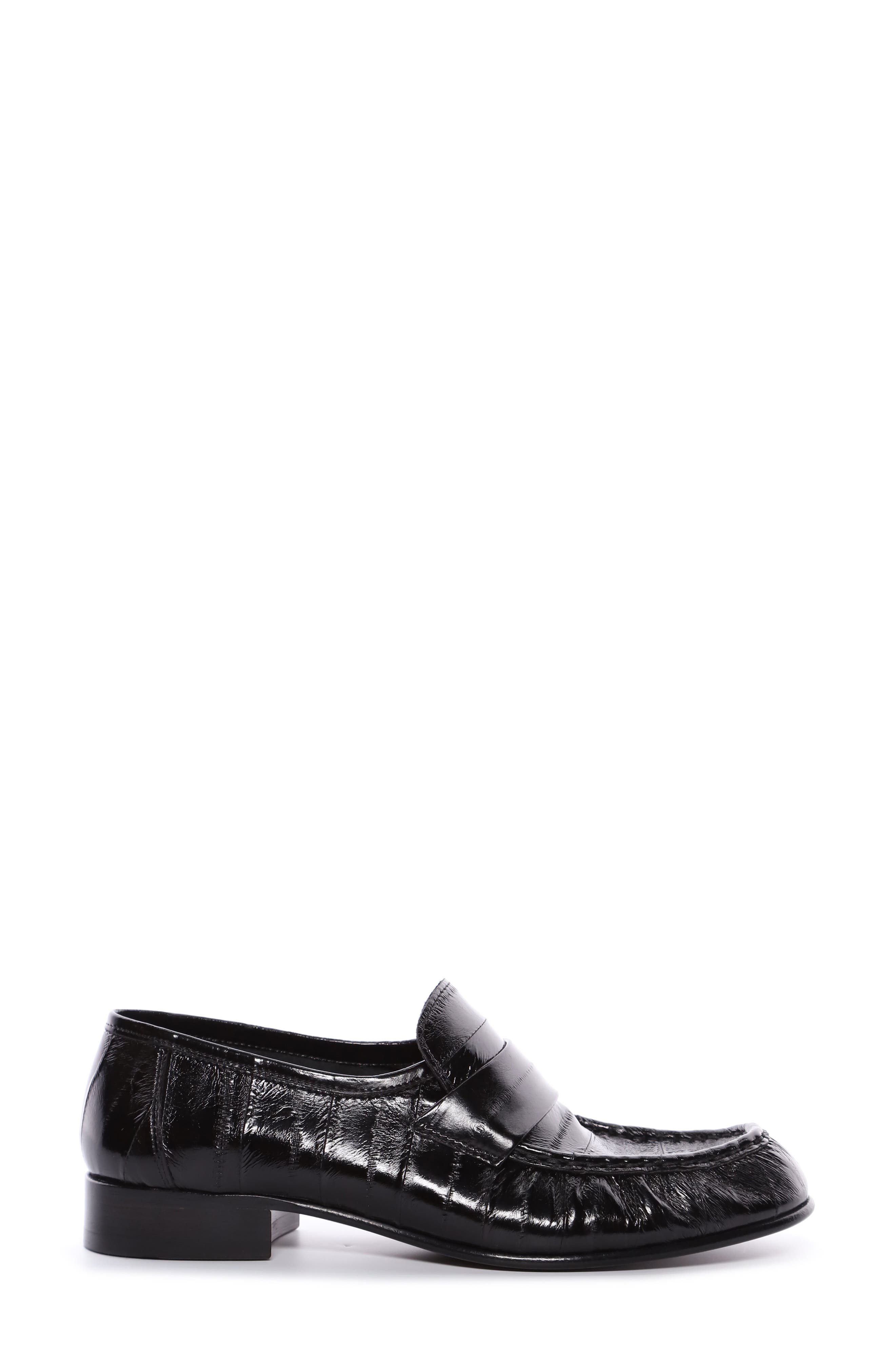 Soft Eelskin Loafer, Alternate, color, BLACK BLACK