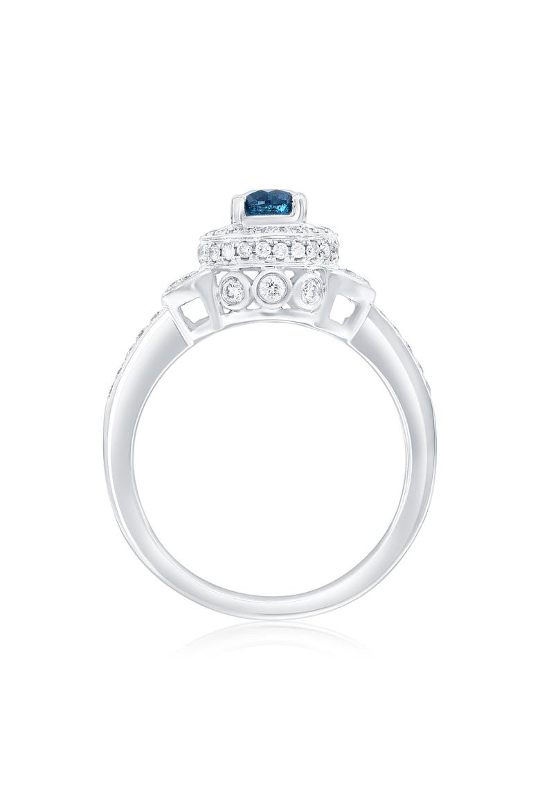 14K White Gold 0.47ct Blue Diamond & 0.43cttw Diamond Ring, Alternate, color, White Gold
