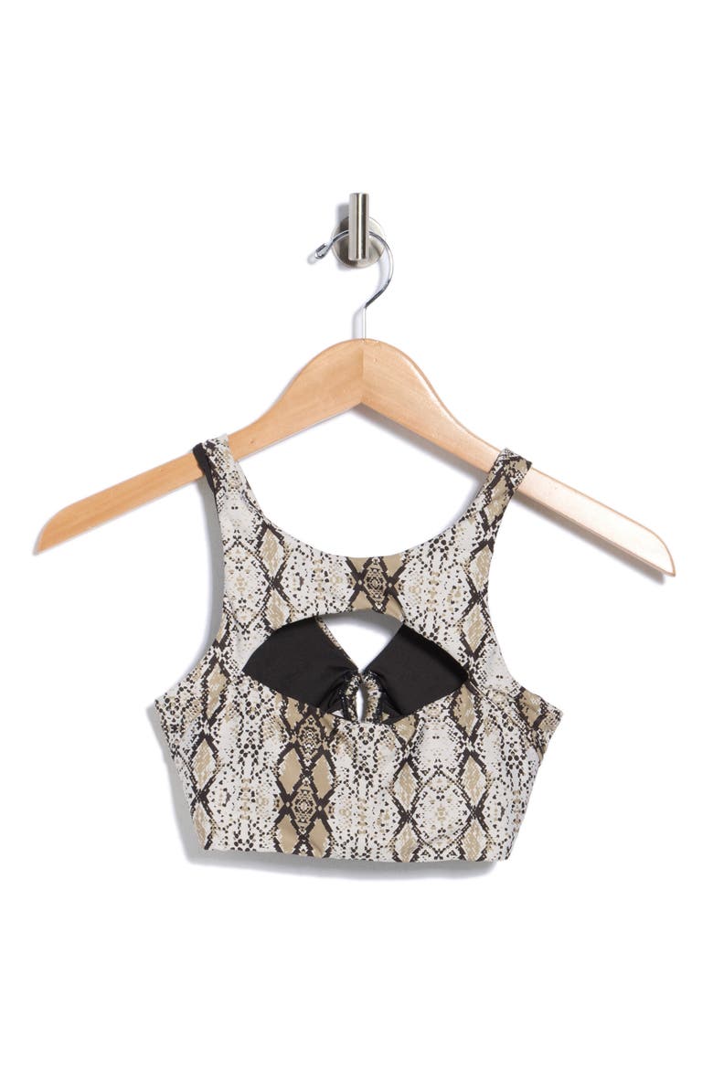 Cutout Longline Bikini Top, Alternate, color, BLACK