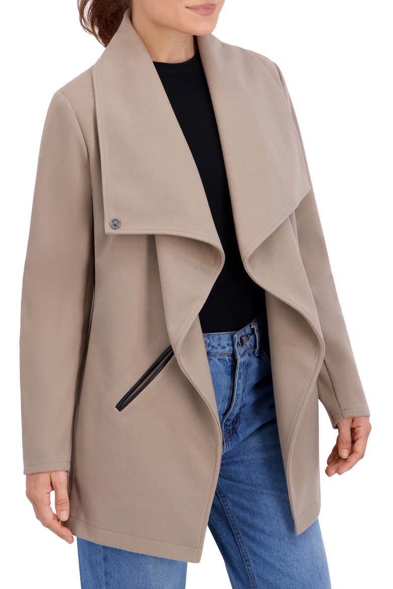 Faux Wool Drape Jacket, Alternate, color, MOCHA