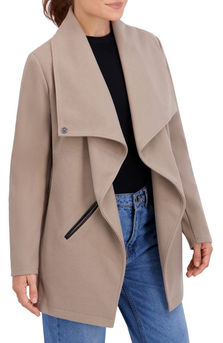 Ookie & Lala Faux Wool Drape Jacket, Alternate, color, Mocha