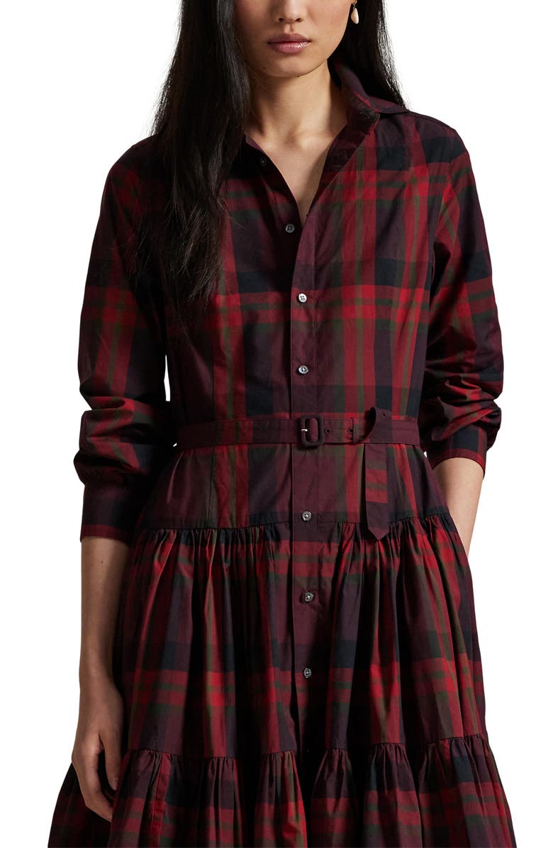 Polo Ralph Lauren Plaid Tiered Shirtdress, Alternate, color, 