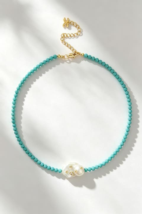 Alba Turquoise & Baroque Pearl Necklace