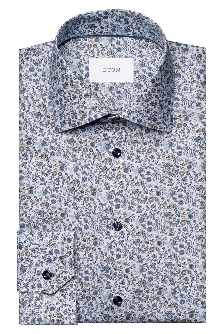 Contemporary Fit Floral Dress Shirt, Main, color, DARK BLUE