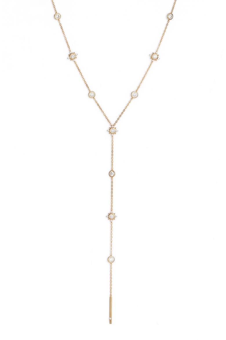 'Liberty' Crystal Bezel Y-Necklace, Alternate, color, GOLD