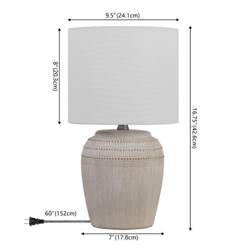 Jonathan Y Hugo 16.75" Traditional Rustic Reeded Ceramic Vase Led Table Lamp In Gray