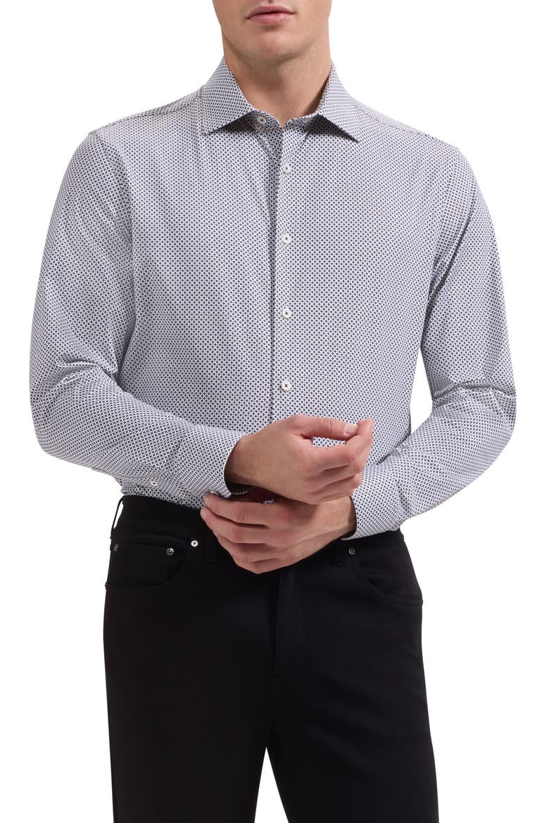 James OoohCotton® Geo Print Button-Up Shirt, Main, color, WHITE