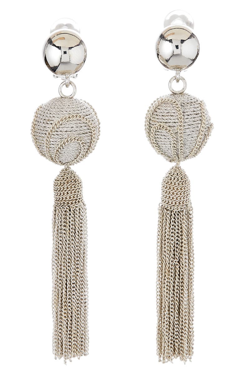 Oscar de la Renta Runway Tassel Chain Earrings, Main, color,