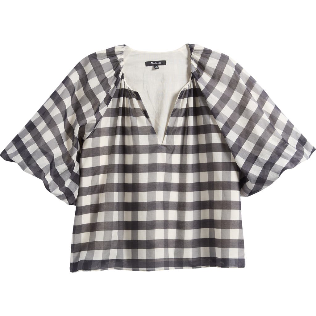 MADEWELL MADEWELL GINGHAM BUBBLE SLEEVE TOP