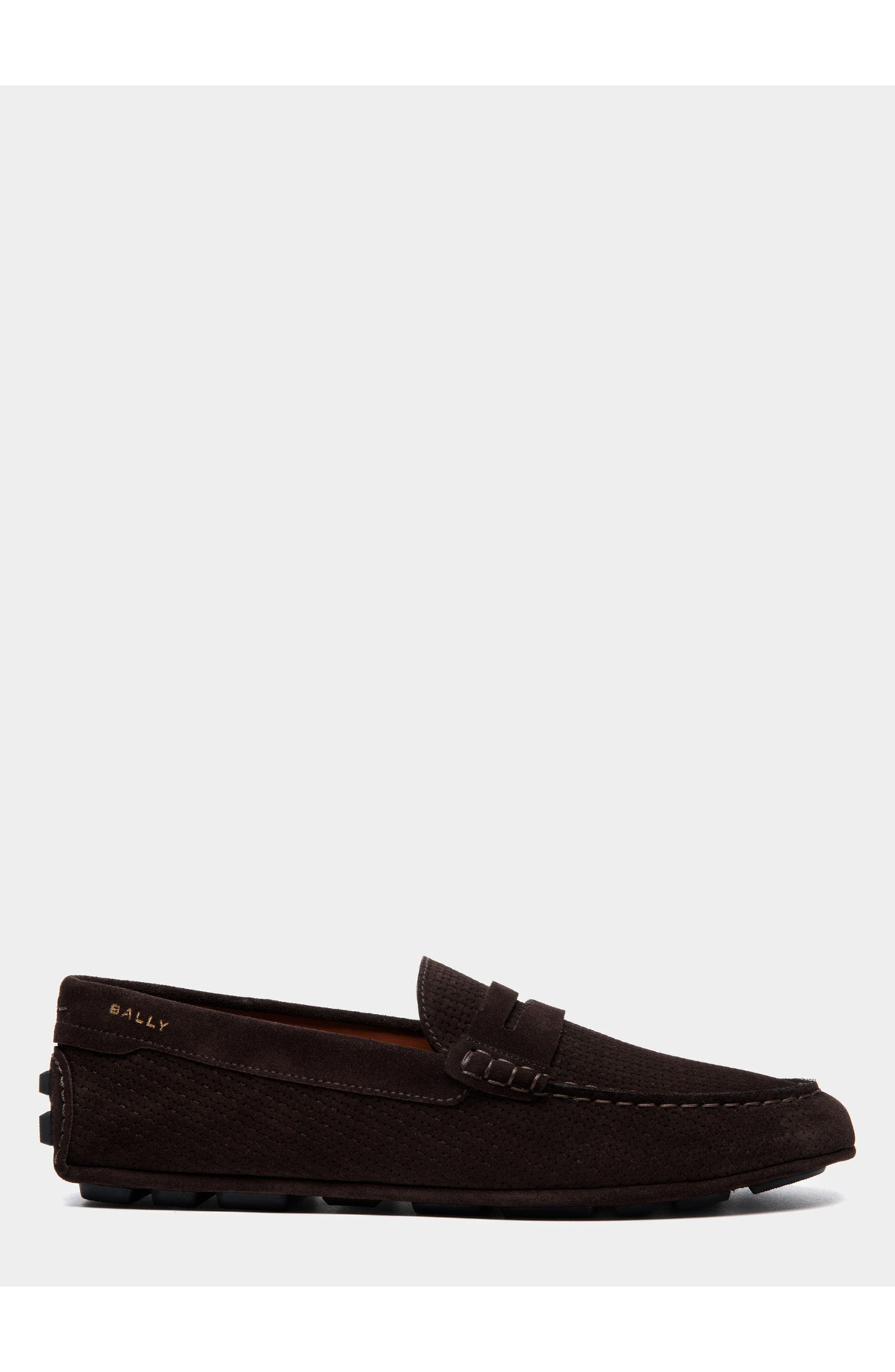 Bally Kerbs Driver in Embossed Suede, Main, color, Ebano 21