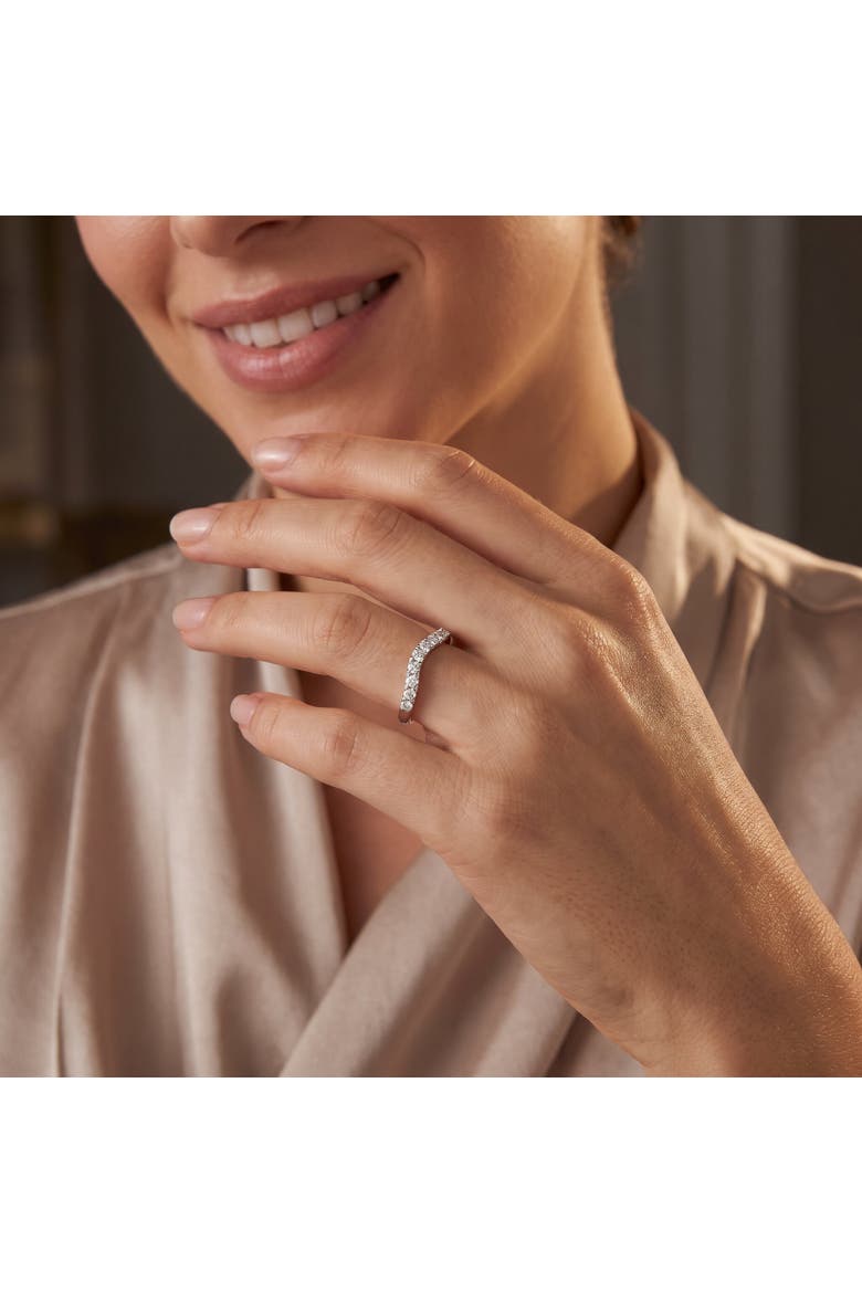 Curved Diamond Wedding Ring Enhanced 1/3Ct 14k Gold or Platinum Lab Grown, Alternate, color, 14k Yellow Gold