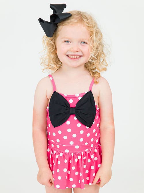 Rufflebutts Girls Upf50+ Big Bow Skirted One Piece In Pink