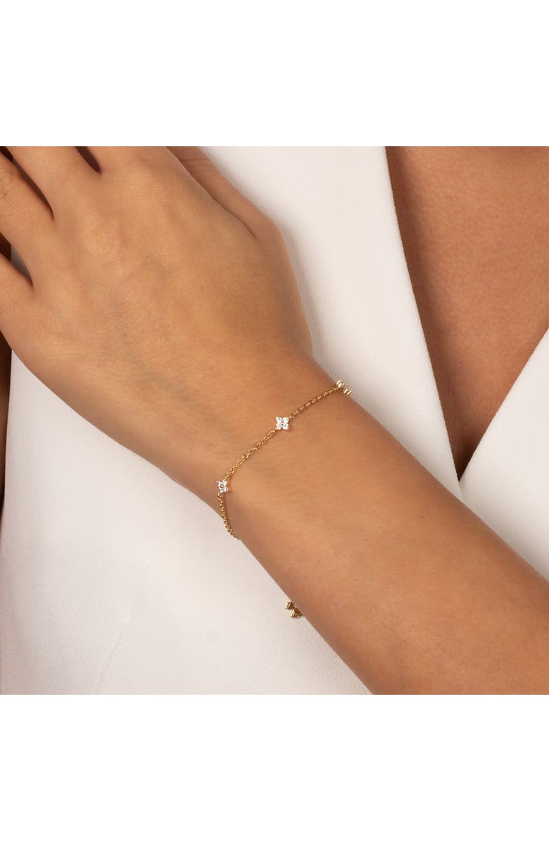 BY ADINA EDEN Triple CZ Four Leaf Flower Bracelet, Alternate, color,