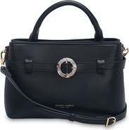 Campo Marzio Roma 1933 Sway Structured Satchel Handbag with Top Handle Crossbody Strap & Decorative Buckle