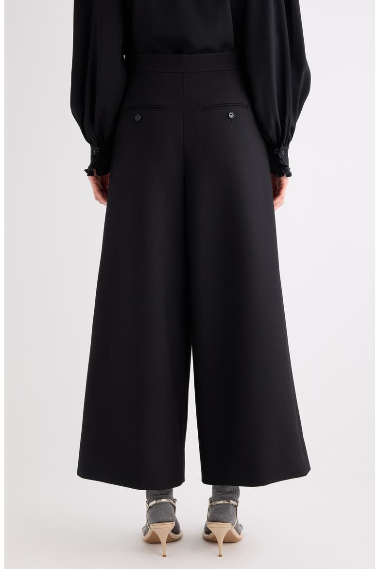 Virgin Wool Crêpe Crop Wide Leg Trousers, Alternate, color, BLACK