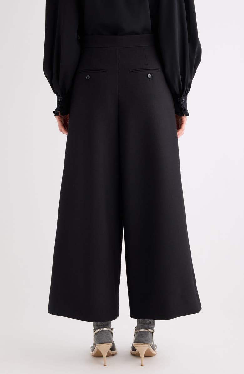 Chloé Virgin Wool Crêpe Crop Wide Leg Trousers, Alternate, color, Black