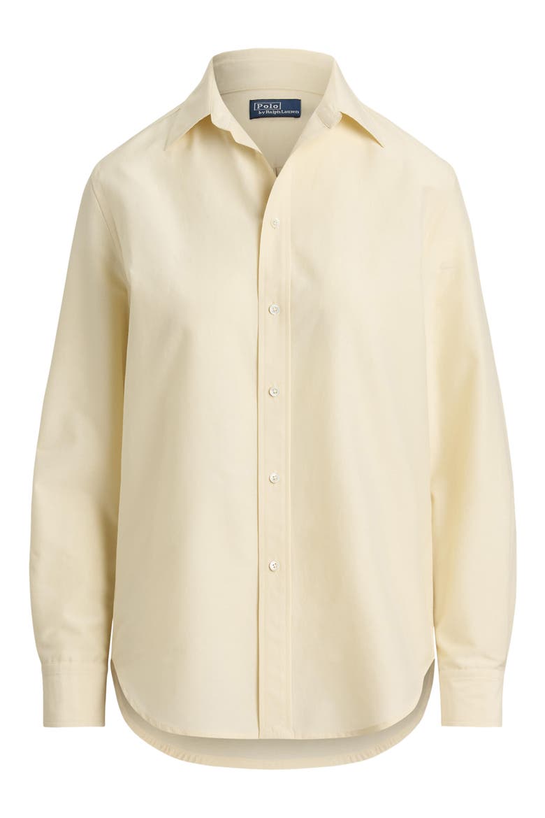 Relaxed Fit Cotton & Silk Button-Up Shirt, Alternate, color, FULL CREAM