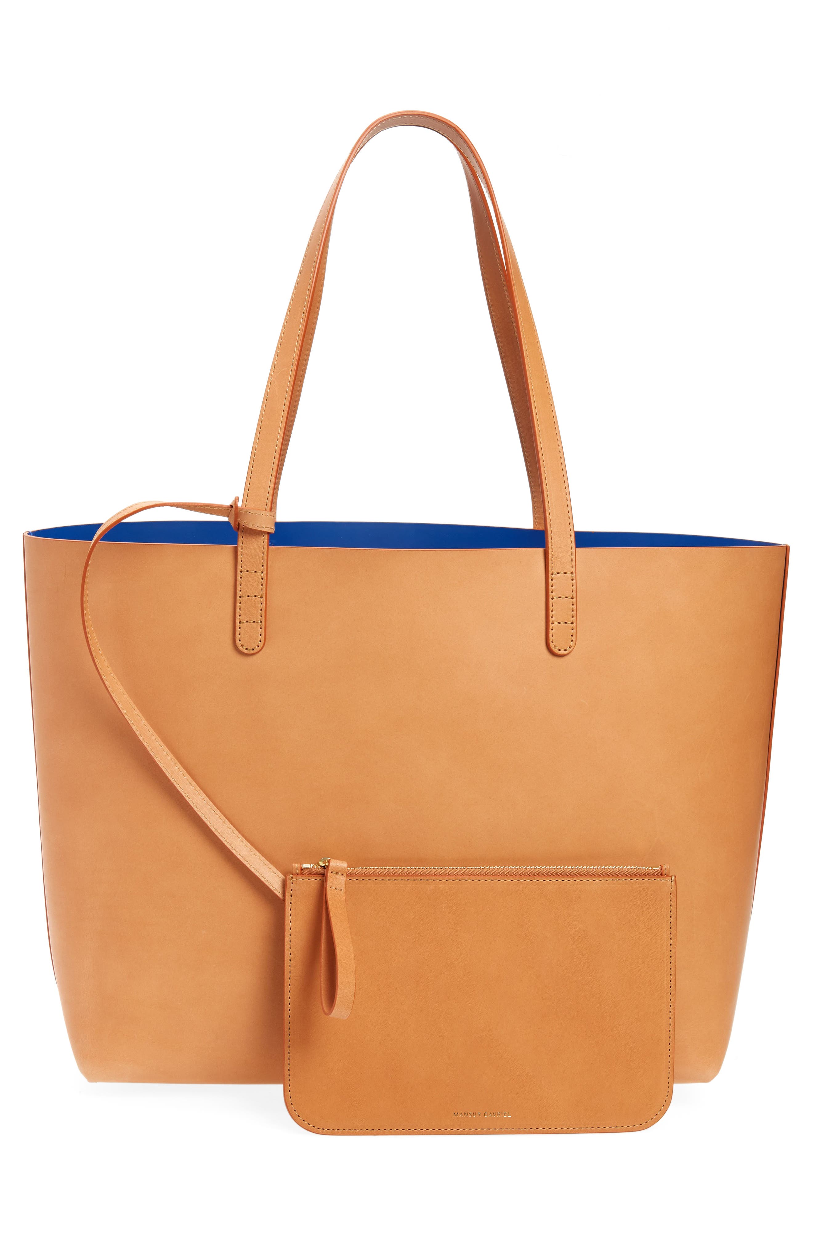 Large Leather Tote, Alternate, color, CAMMELLO/ ROYAL