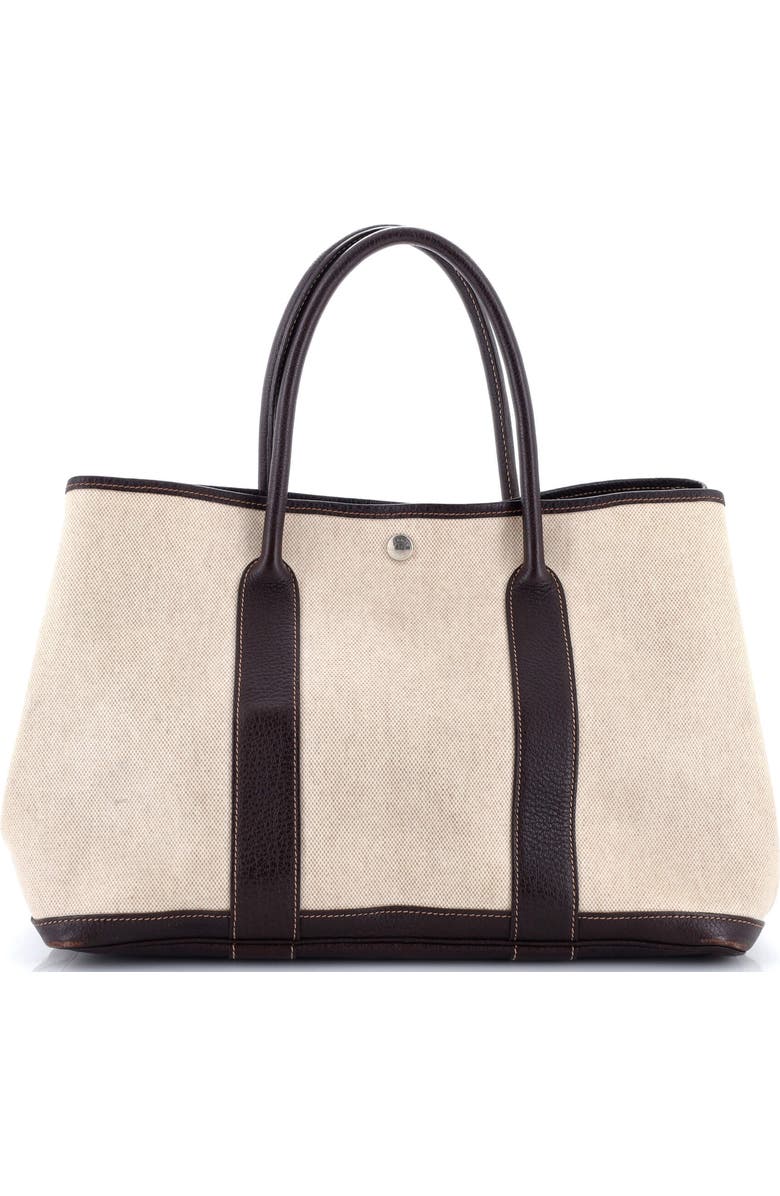 Pre-Owned Hermes Garden Party Tote Toile and Leather 36, Main, color, Cocaon