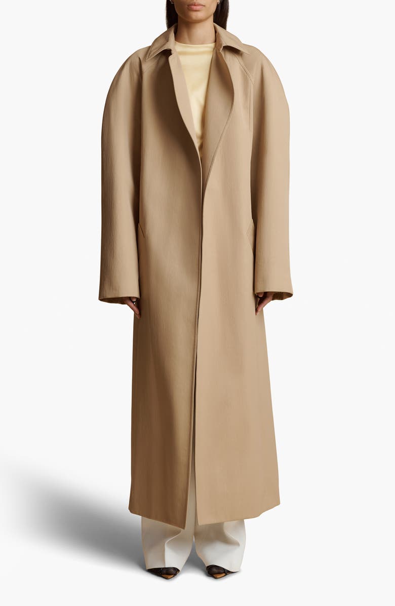 Khaite Roth Water Resistant Twill Belted Coat, Main, color, 