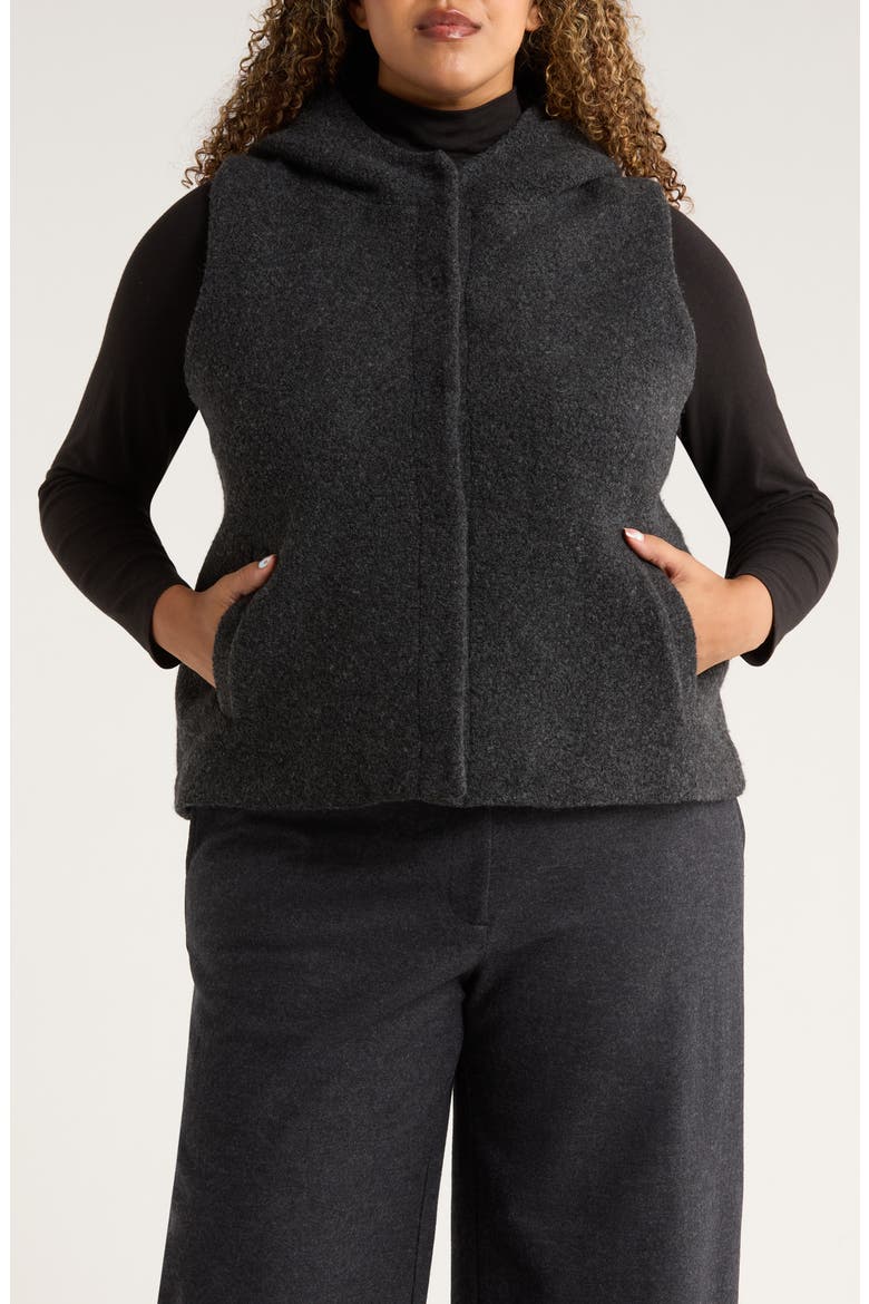 Wool Blend Hooded Vest, Alternate, color, CHARCOAL
