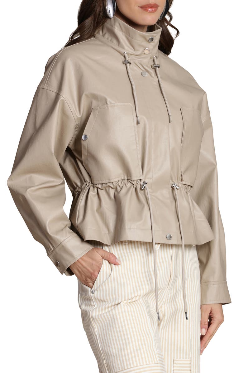 Avec Les Filles Faux Leather Peplum Jacket, Alternate, color, Clay