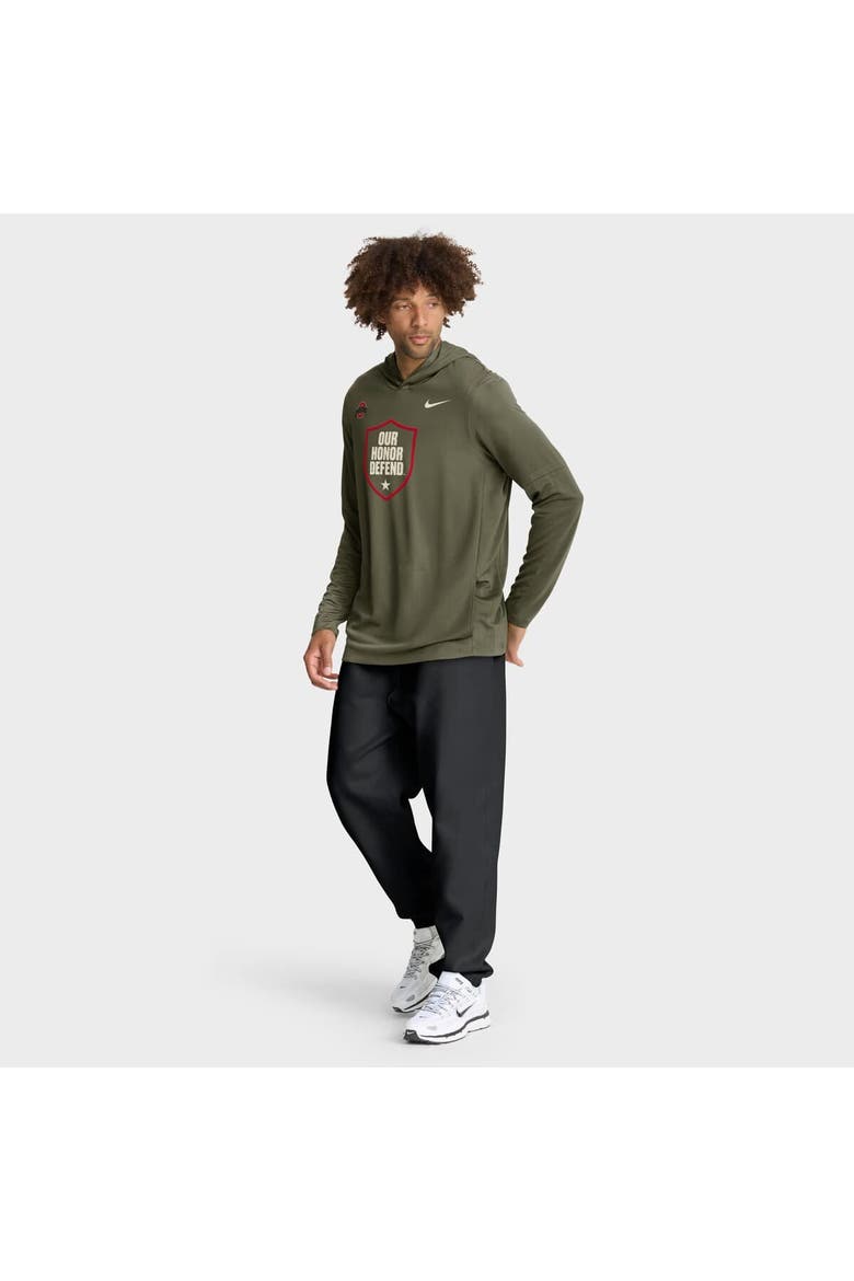 Men's Nike Olive Ohio State Buckeyes 2025 Military Appreciation Dri-FIT Long Sleeve Hoodie T-Shirt, Alternate, color, Olive