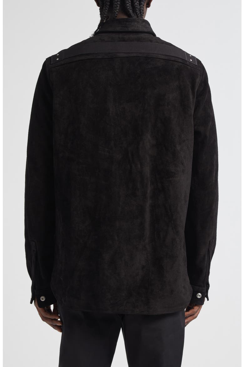 Suede Snap-Up Overshirt, Alternate, color, BLACK