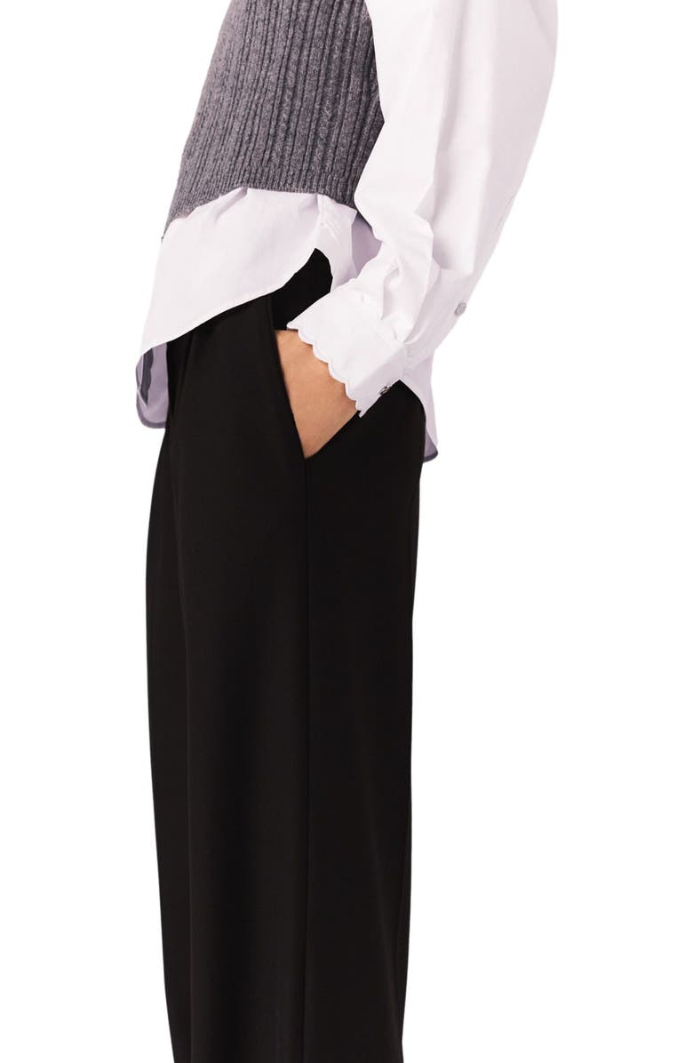 maje Wide-leg suit trousers, Alternate, color, Black