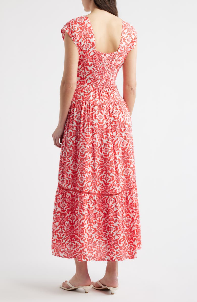 CITY BLUES Print Tiered Maxi Dress, Alternate, color, Red/ Pink