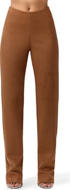 Naked Wardrobe Faux Suede Straight Leg Pants