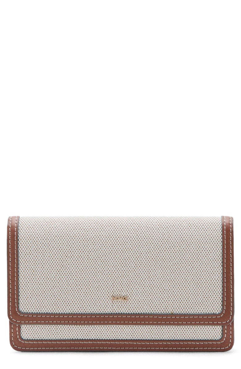 MANGO Textured Flap Wallet on a Chain, Main, color, Beige