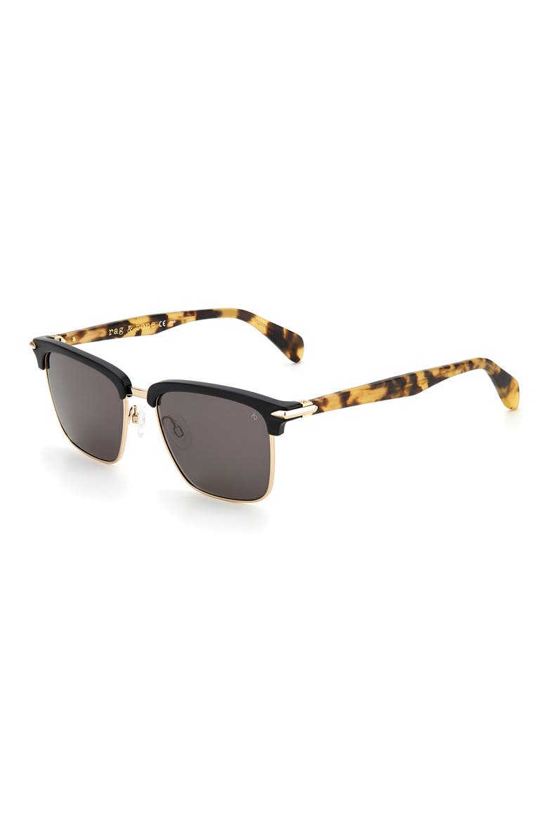 54mm Rectangular Sunglasses, Alternate, color, MATTE BLACK