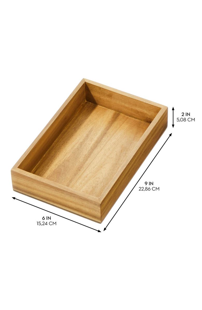 iDesign Acacia Wood Kitchen Drawer Organizer - Set of 3 - Natural, Alternate, color, 