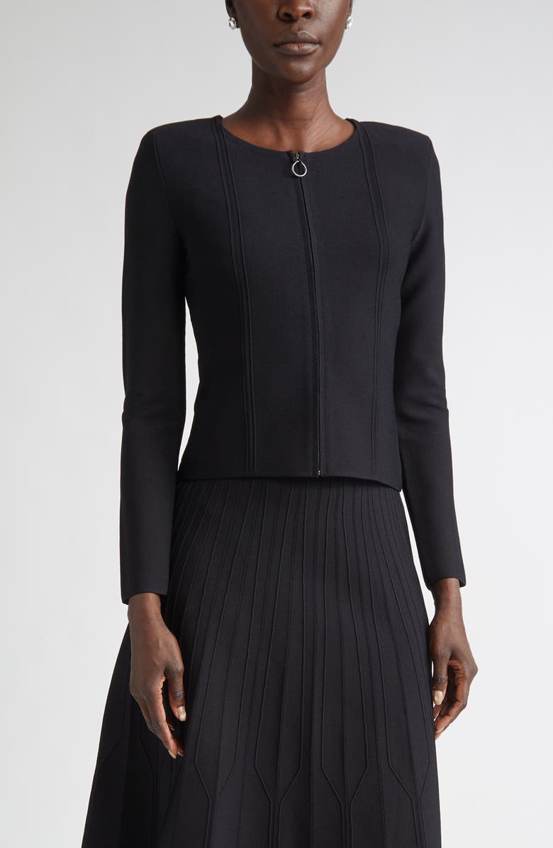 ST. JOHN Structured Knit Jacket, Main, color, Black