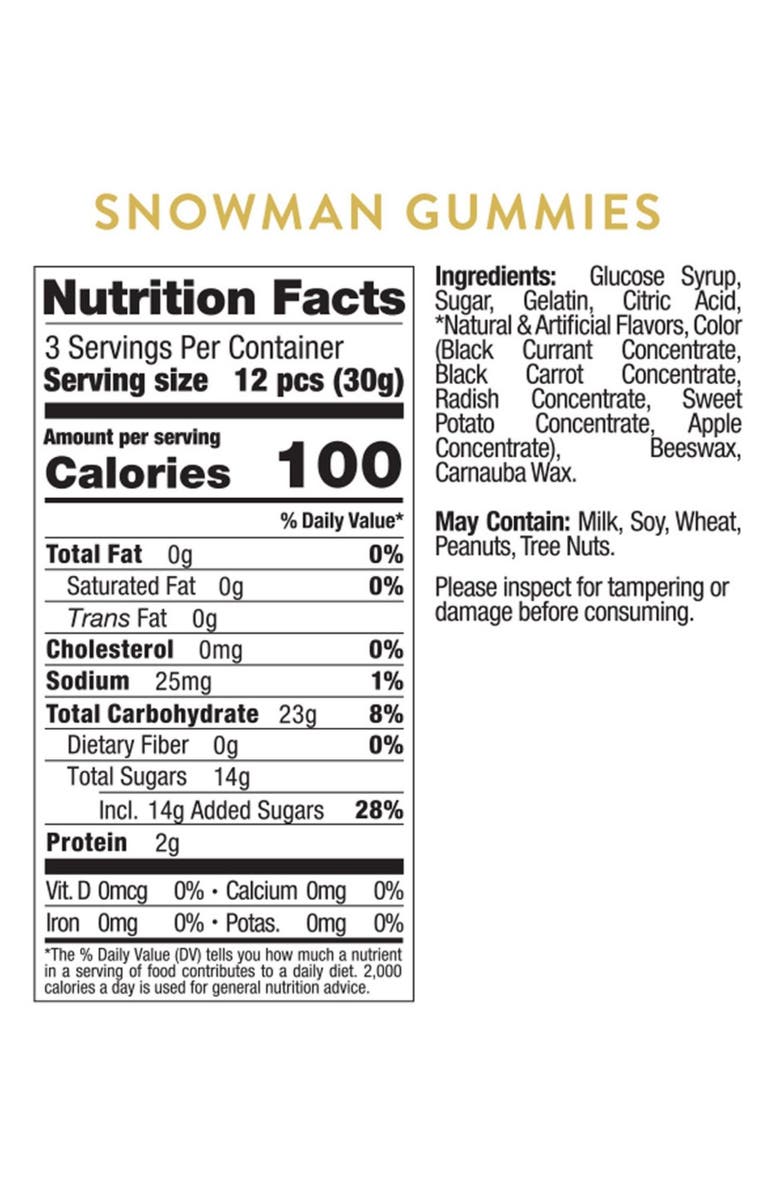 sugarfina Set of 4 Snowman Gummies Candy Cubes, Alternate, color, Multi Red