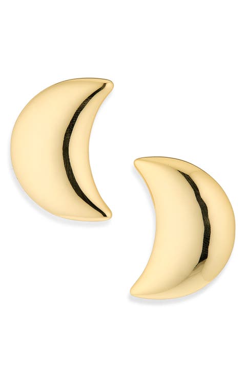 Crescent Button Stud Earrings