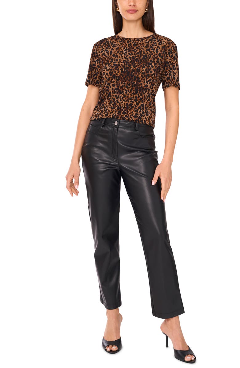 Vince Camuto Leopard Print Short Sleeve Top, Alternate, color, 