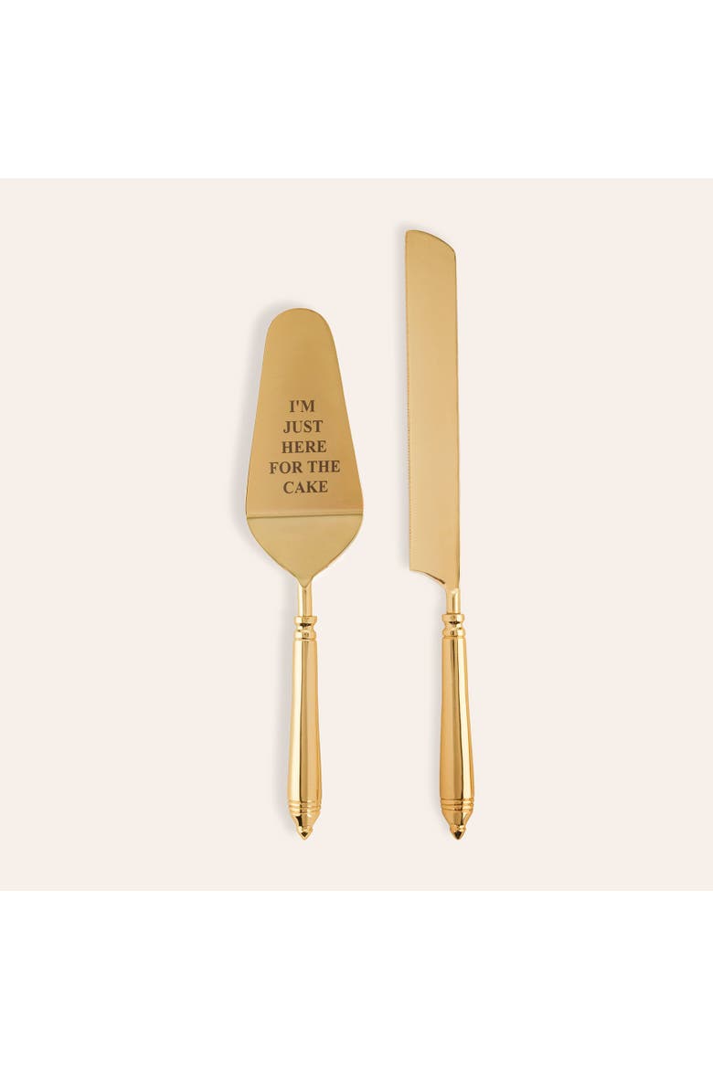 Tanda Steel Cake Service Set of 2 Entertaining Essential, Main, color, Metallic Gold