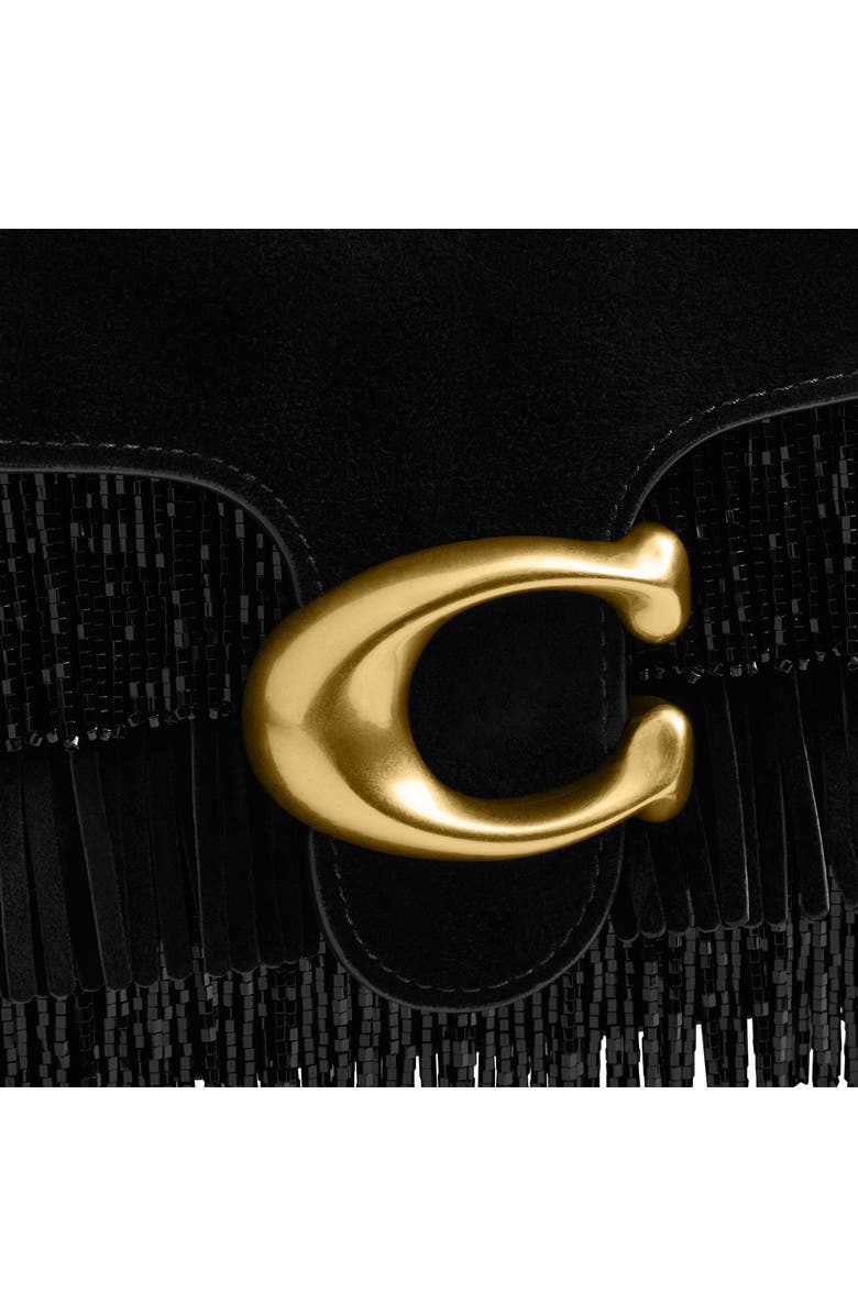 COACH Tabby Crystal Beaded Fringe Leather Shoulder Bag, Alternate, color, B4/ Black