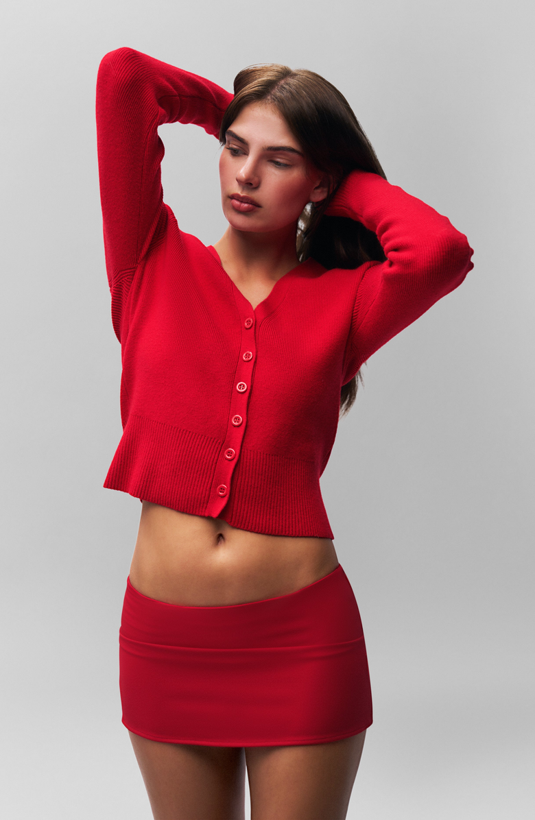 Guizio Camelie Cardigan Top, Alternate, color, Poppy